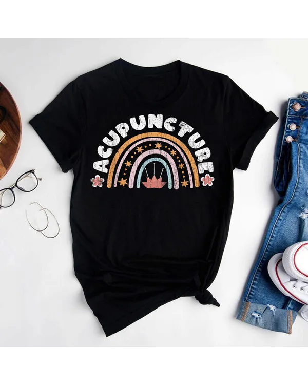 Acupuncture Rainbow Funny Acupuncturist Needles Graphic T-Shirt